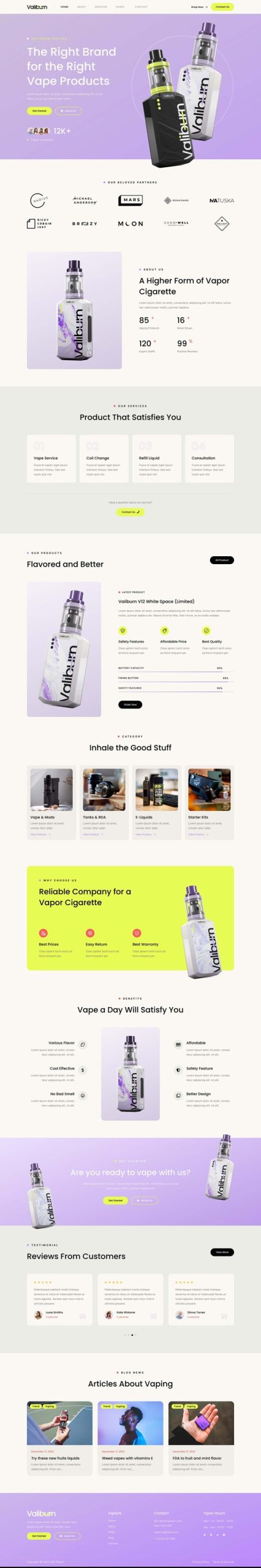 Valiburn - Vape & E-Cigarettes Store Elementor Template Kit