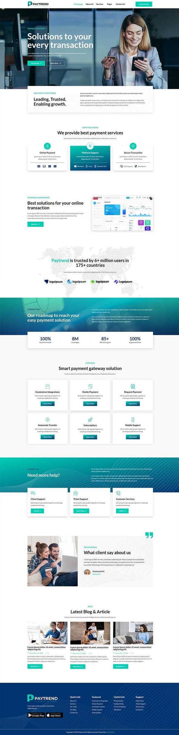 Paytrend - Online Payment Gateaway Elementor Template Kit