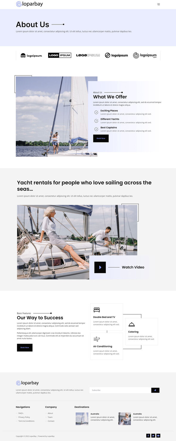 Loparbay - Yacht Club & Boat Rental Elementor Template Kit