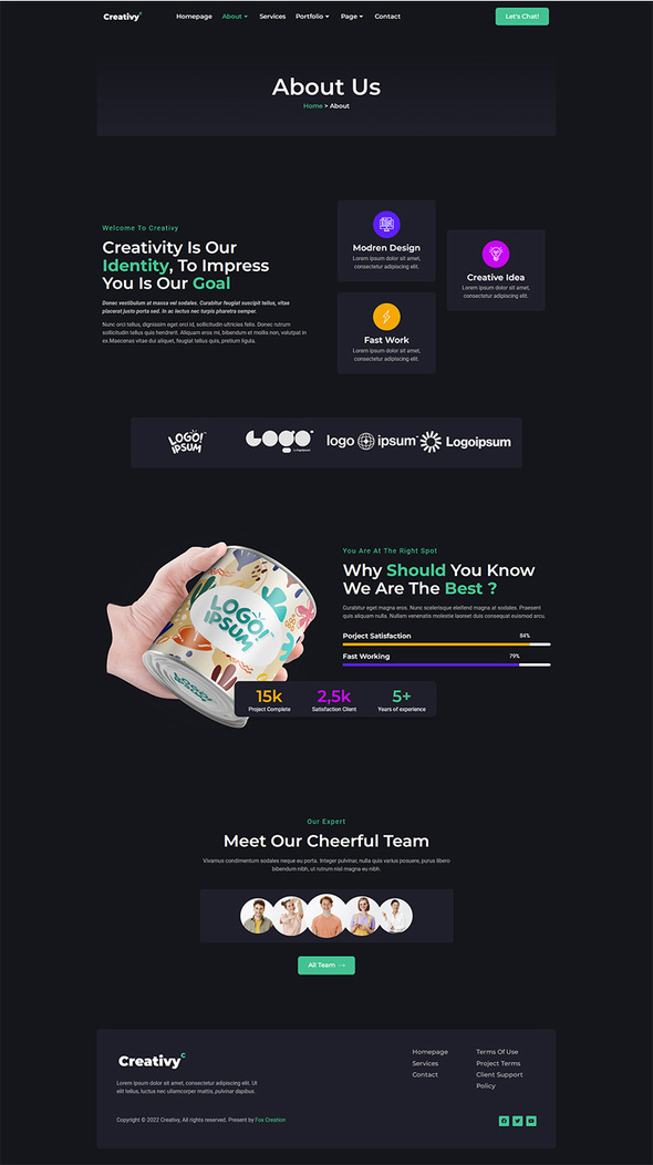 Creativy - Creative Agency & Portfolio Elementor Template Kit
