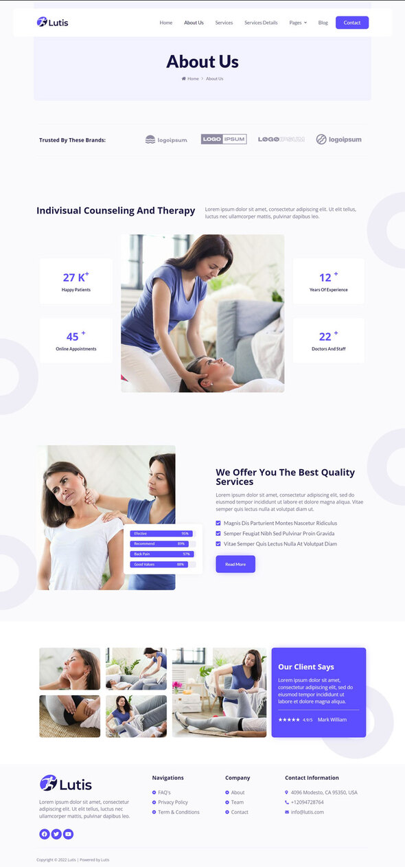 Lutis - Physiotherapy & Chiropractor Elementor Template Kit