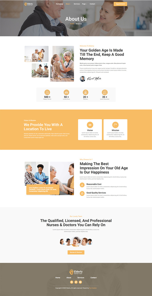 Elderly - Senior Care Services Elementor Template Kit