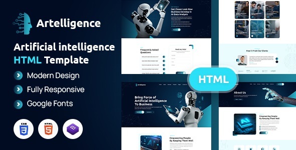 Artelligence | AI & Robotics HTML Template product preview