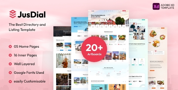JusDial- Directory and Listing Website Adobe XD Template listing image