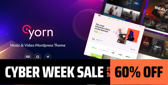 Product preview supplied for Yorn - Music & Video WordPress Theme