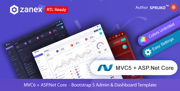 Product preview supplied for Zanex – ASPNet Core Admin & Dashboard Template