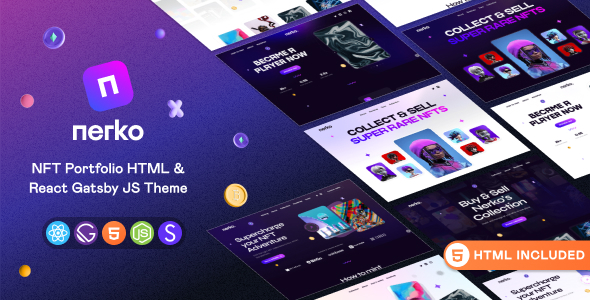 Nerko - NFT Portfolio HTML and React Gatsby Template