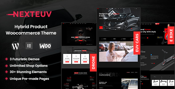 Preview image for NextEuv - Single Product Shop, EV WordPress Theme