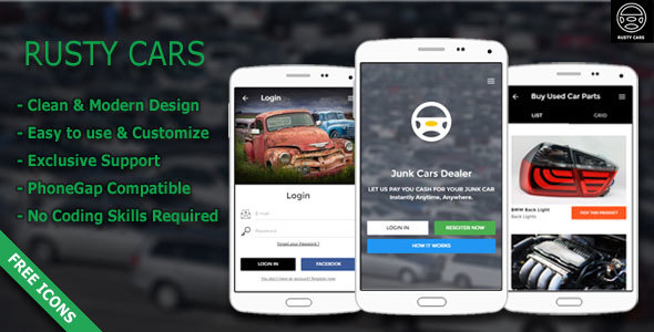 Rusty Cars | Search Junk Cars & Used Parts - Responsive Mobile Template product preview