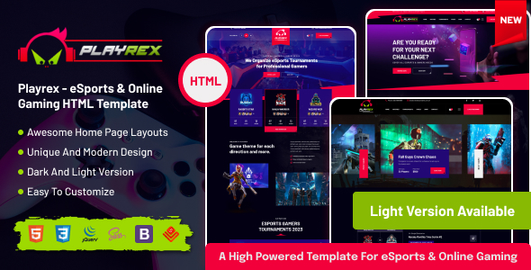 Playrex – eSports & Gaming Clan News HTML Template