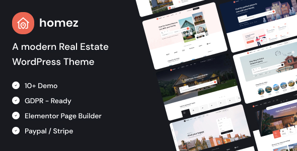 Product preview supplied for Homez – Real Estate WordPress Theme