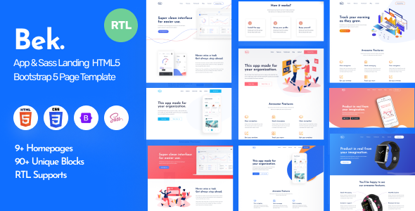 Bek - Saas & Software HTML5 + RTL Template listing image