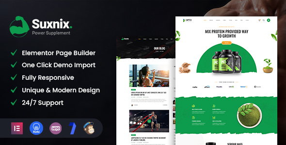 Product preview supplied for Suxnix - Health Supplement WordPress Theme