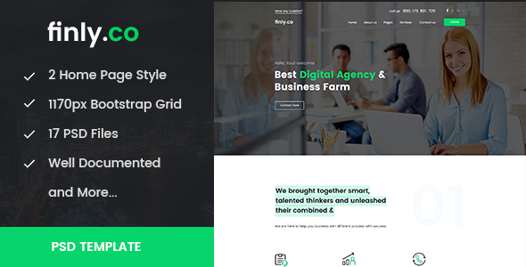 finly.co - Business & Digital Agency PSD Template