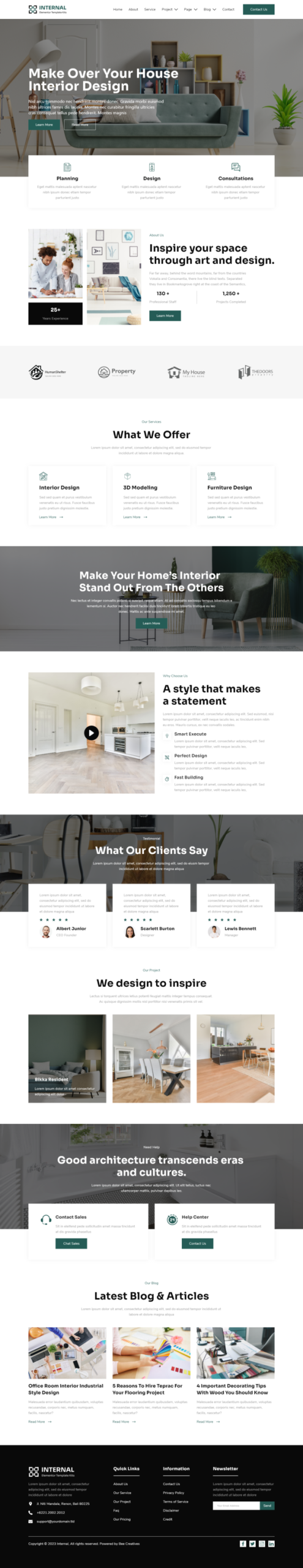 Internal - Interiror Design Services Elementor Template Kit