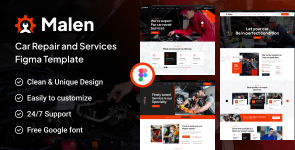 Malen - Car Repair & Services Figma Template
