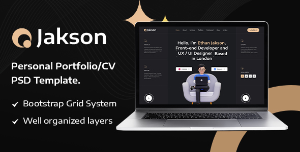 Jakson - Personal Portfolio/CV PSD Template.