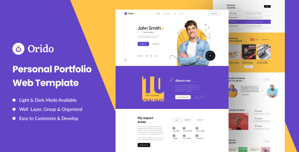 Orido - Personal Portfolio Website XD Template