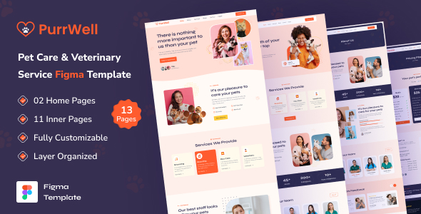 PurrWell - Pet Care & Veterinary Service Figma Template