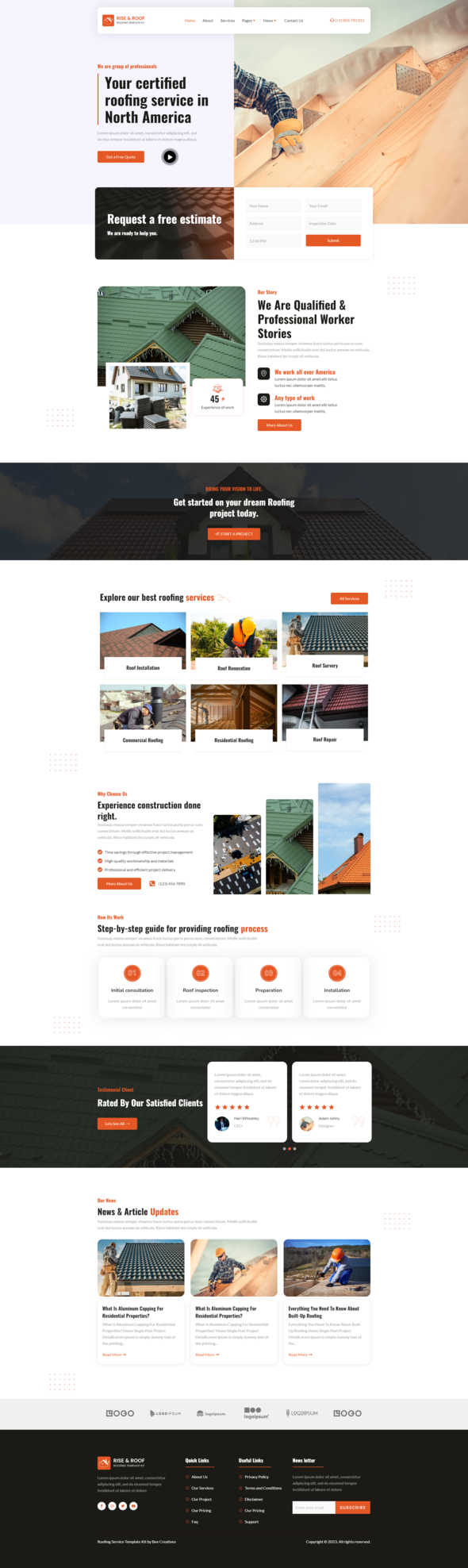 Rise & Roof - Roofing Services Elementor Template Kit