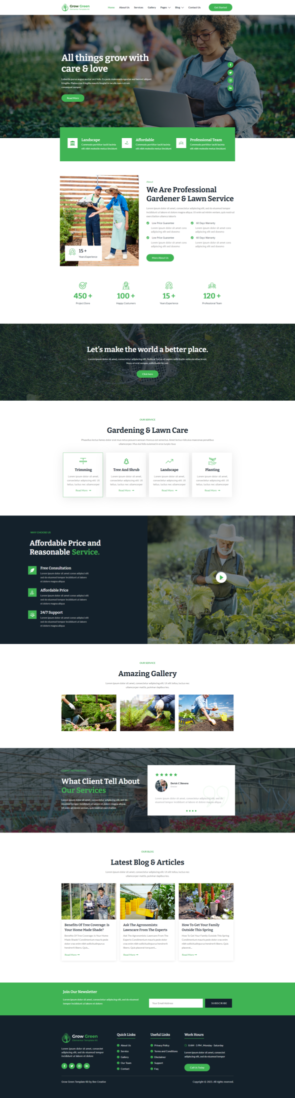 GrowGreen - Gardening & Landscaping Elementor Template Kit