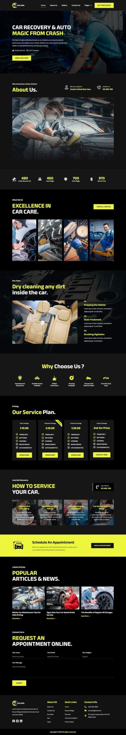 Aziland - Car Detailing Services & Repair Elementor Template Kit