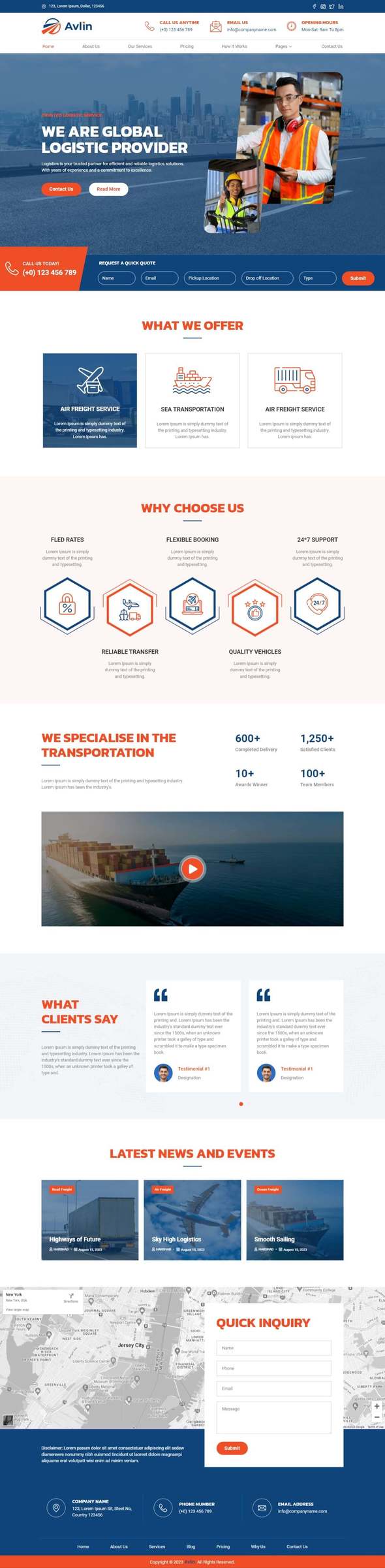 Avlin - Transportation & Logistics Elementor Template Kit