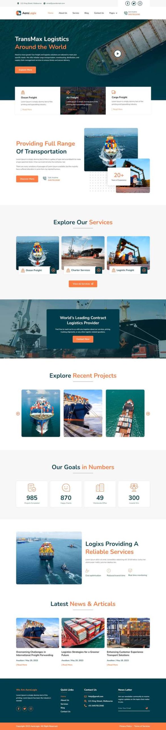 AeroLogix - Logistics & Transportation Elementor Template Kit