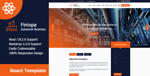 Finixpa - Industrial & Factorial Business React Template