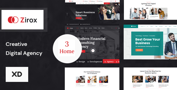 Zirox  -  Creative Digital Agency Xd Template