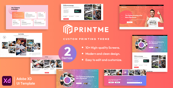 Printme - Print Shop, Printing Company Adobe XD