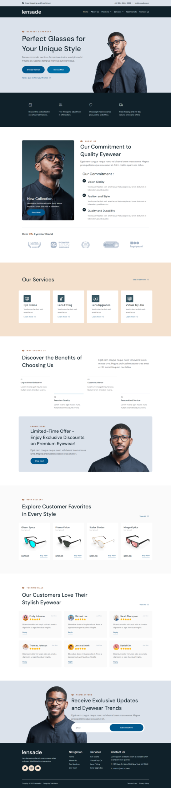 Lensade - Glasses & Eyewear Elementor Template Kit