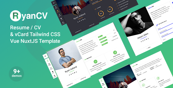 Ryan Tailwind CSS CV/Resume Vue NuxtJS Template