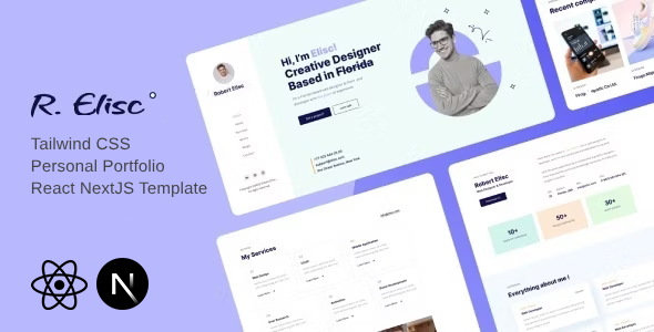 R.Elisc - Tailwind CSS Personal Portfolio React Next JS Template