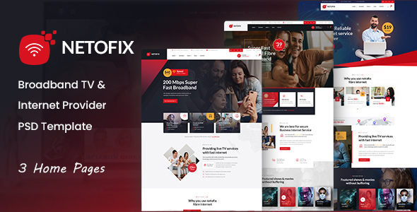 Netofix - Broadband TV & Internet Provider PSD Template