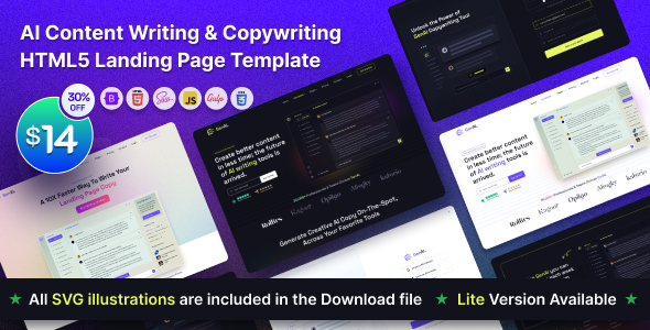 GenAI - AI Based Copywriting and Content Writing Landing Page Template