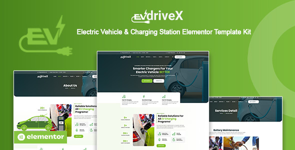 EVdriveX - Electric Vehicle & Charging Station Elementor Template Kit