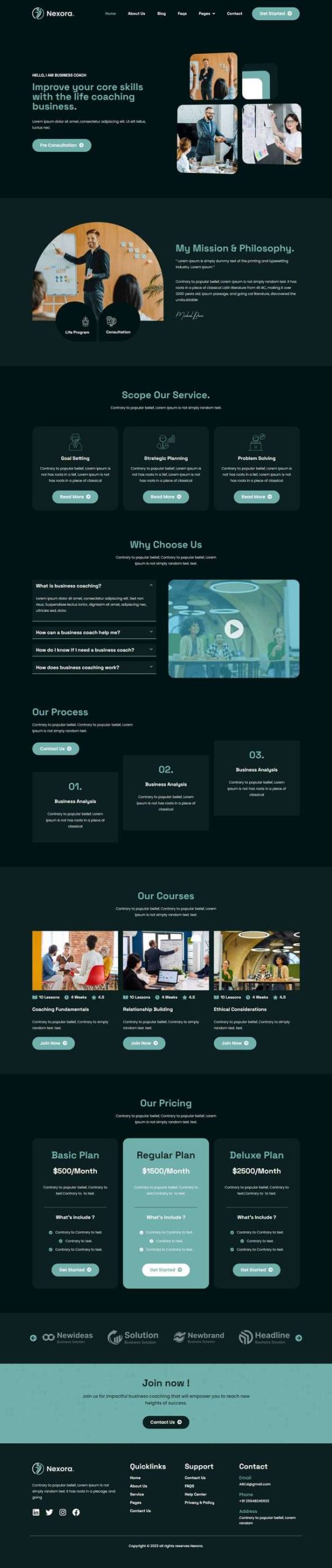 Nexora - Business Coaching Elementor Pro Template Kit