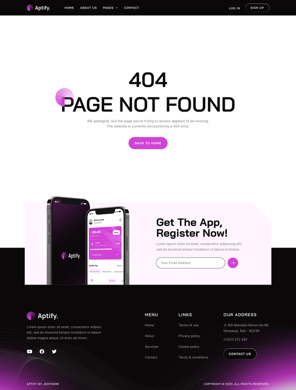 Aptify – Mobile App Landing Page & Tech Company Elementor Template Kit