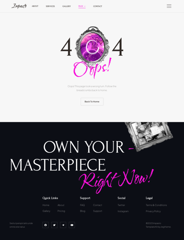 Impasto – Painter & Artist Elementor Template Kit
