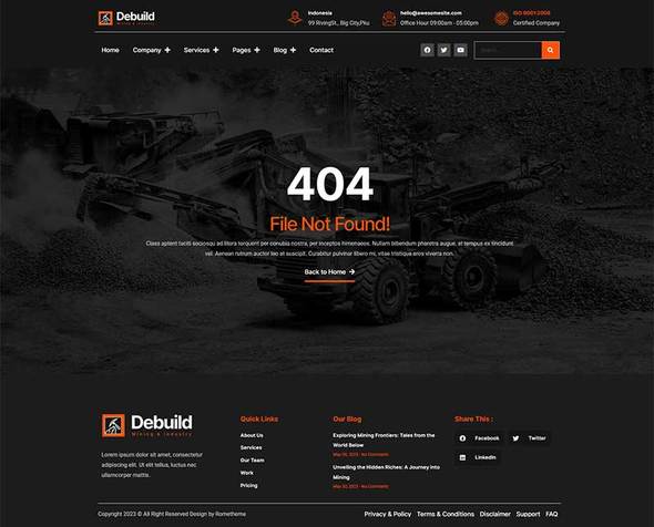 Debuild - Mining & Industry Elementor Pro Template Kit