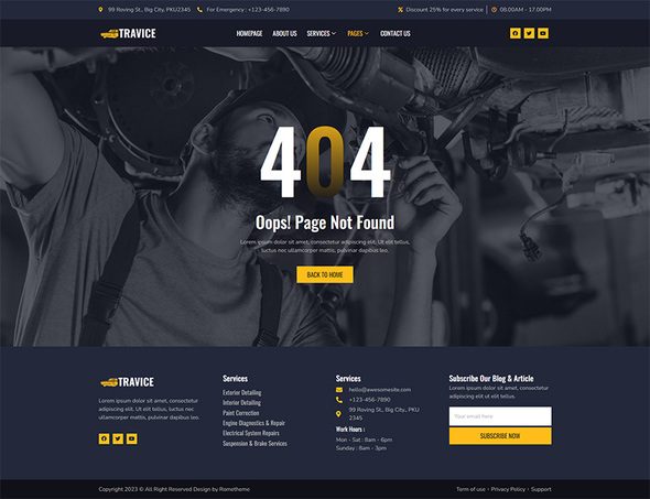 Travice - Car Detailing Service & Car Repair Elementor Template Kit