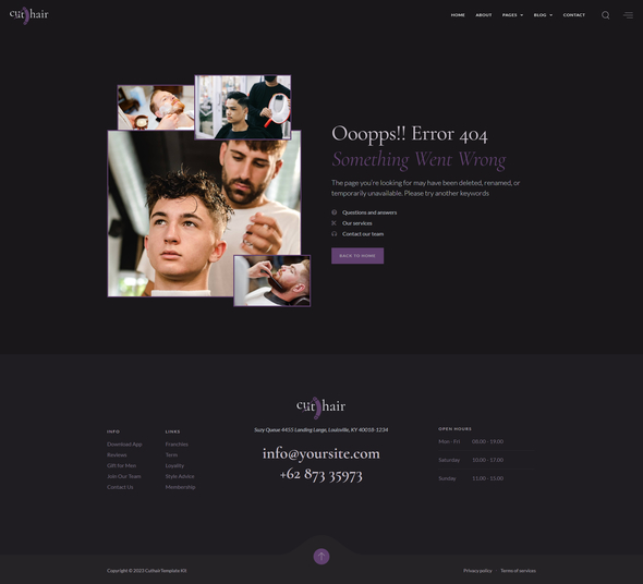 Cuthair - Barbershop & Hairdresser Elementor Pro Template Kit
