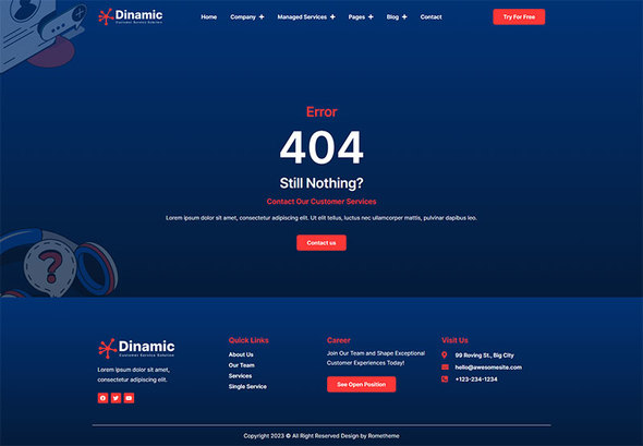 Dinamic - Customer Service & Solution Elementor Pro Template Kit