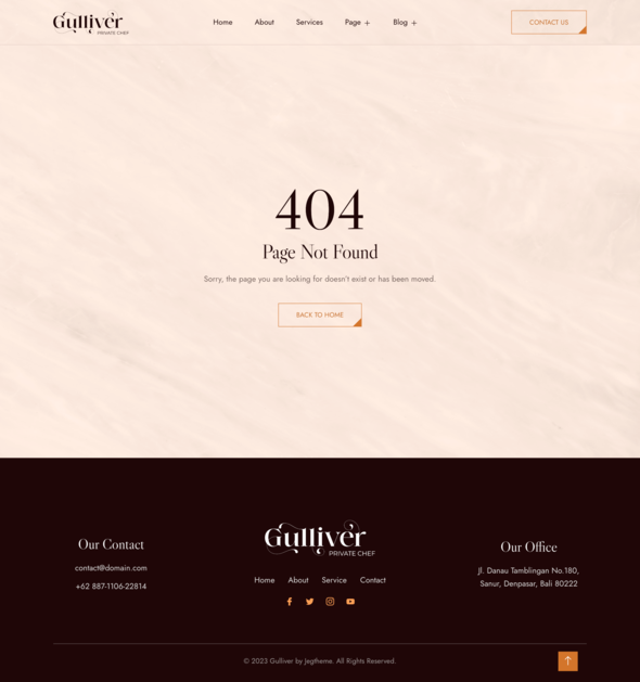 Gulliver – Private Chef & Personal Dining Services Elementor Template Kit