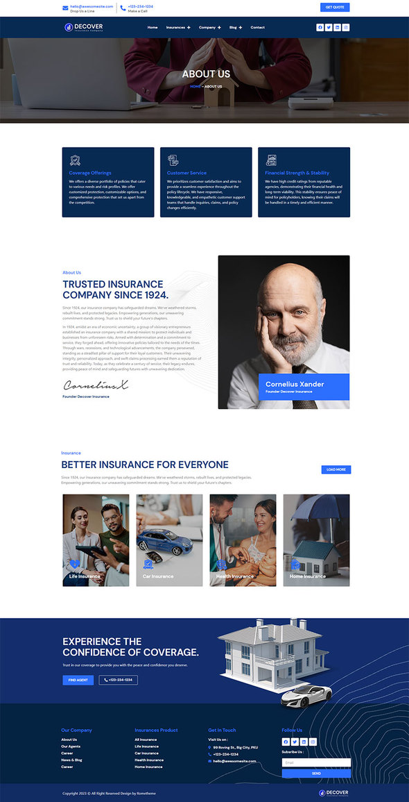 Decover - Insurance Company Elementor Pro Template Kit