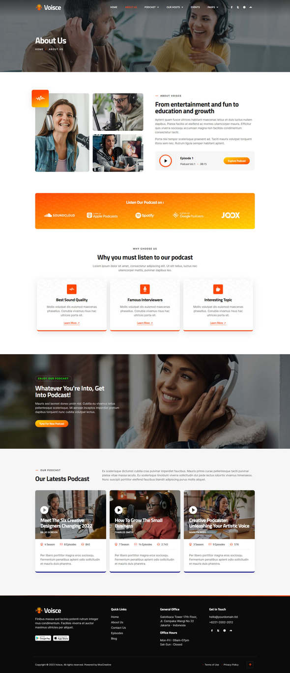Voisce - Podcaster & Music Streaming Elementor Pro Template Kit
