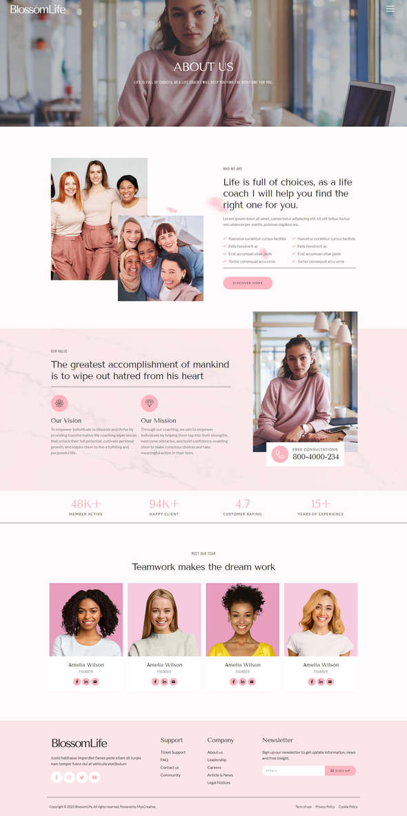 BlossomLife - Woman Life Coach & Consulting Elementor Template Kit