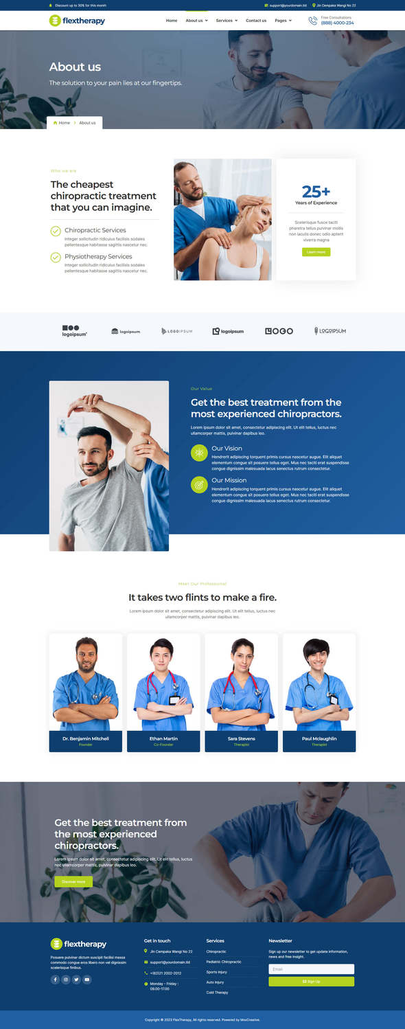 FlexTherapy - Chiropractic & Physiotherapy Elementor Template Kit