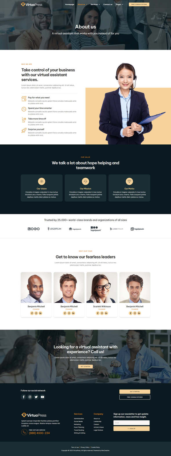 VirtuaPress - Virtual Assistant Service Elementor Template Kit